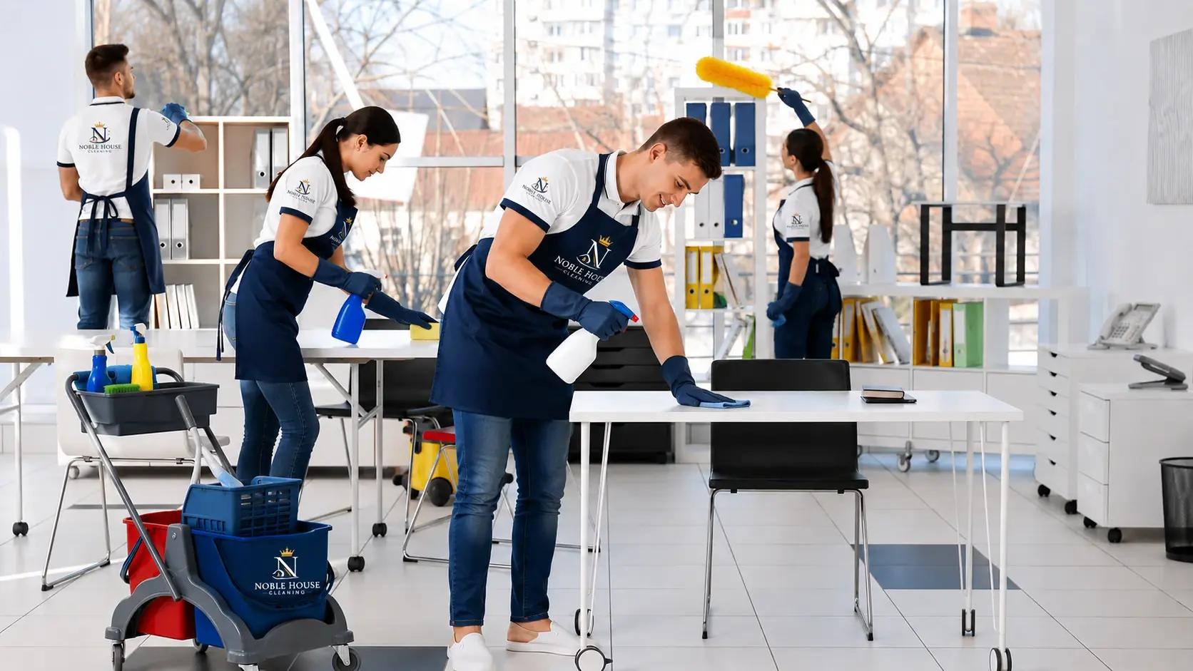 Noble House Cleaning's team at work in Bergenfield, NJ