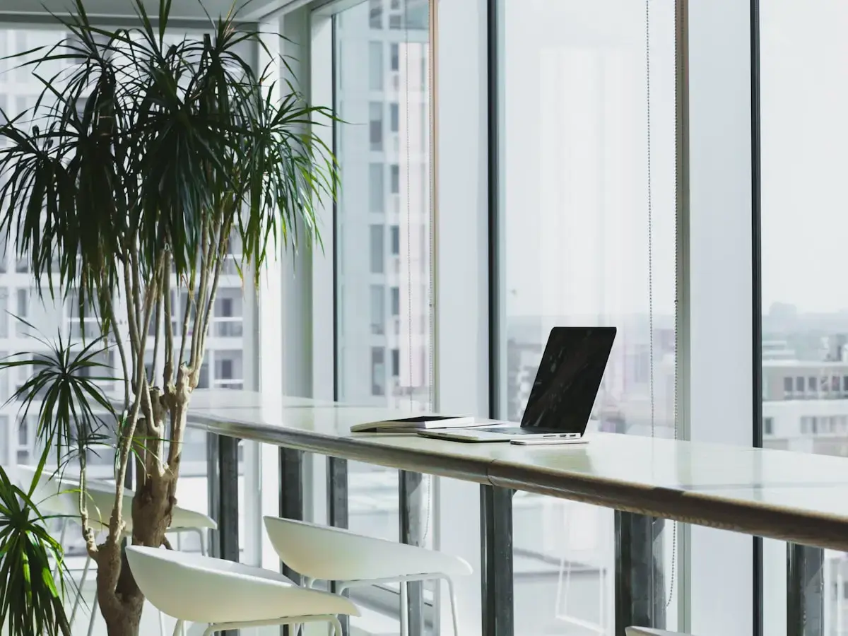 Bright, tidy open-plan office workspace in Bergen County, NJ
